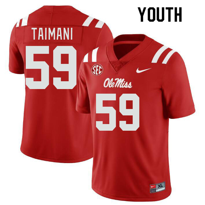 Youth #59 Mana Taimani Ole Miss Rebels College Football Jerseyes Stitched Sale-Red